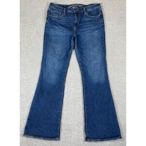 American Eagle Jeans Womens 14 Kick Boot Mid Rise Stretch Blue Denim Medium Wash
